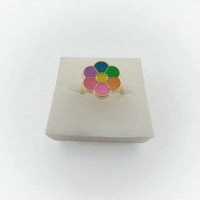 Anillo Esmaltado Regulable Flor Multicolor Acero Dorado - 300075
