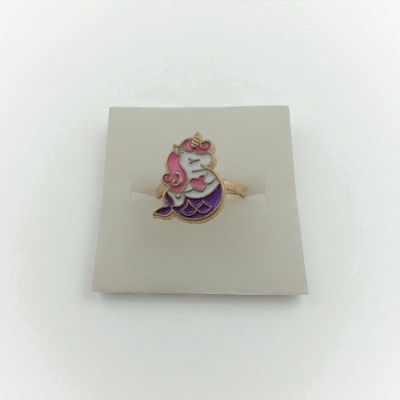 Anillo Esmaltado Regulable Unicornio Sirena Acero Dorado - 300086