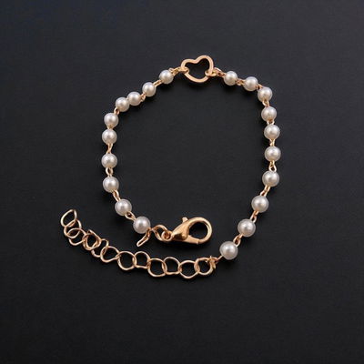 Pulsera 17 + 5 cm Perlas Acero Dorado - 500047