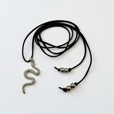 Collar 1,40 m Negro Serpiente 52 mm x 23 mm Gamuza - 700033