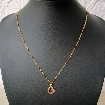 Collar 45 cm Espejo 0,4 mm Corazón 11 mm Acero Dorado - 700047