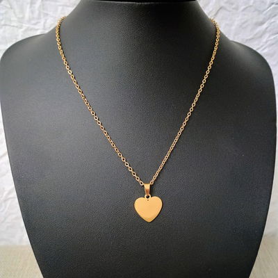 Collar 45 + 5 cm Espejo 0,5 mm Corazón 16 mm Acero Dorado - 700087