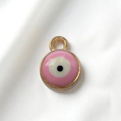 Dije Esmaltado Nazar Ojo Turco Rosa Acero Dorado - 400079ROS