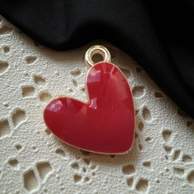Dije Esmaltado Corazón Rojo Acero Dorado - 400085ROJ