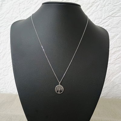 Collar 50 + 5 cm Espejo 0,3 mm Árbol de la Vida Acero Quirúrgico - 700114