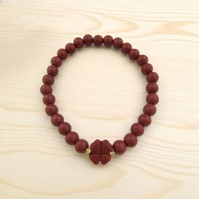 Pulsera Trébol Bordó Cinabrio - 500163