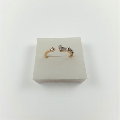Anillo Ajustable Zirconia Acero Dorado - 300145