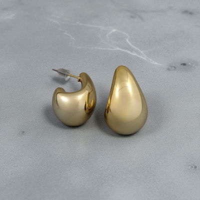 Aros Gota 14 mm x 23 mm Acero Dorado - 200292DOR