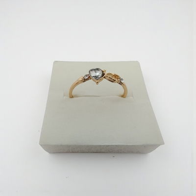 Anillo Corazón Zirconia Acero Dorado - 300149