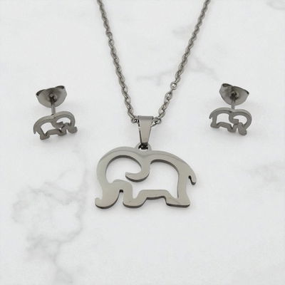 Conjunto Aros Collar 45 cm Elefante Acero Quirúrgico - 800024