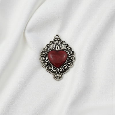 Dije Corazón Rojo 24 mm x 35 mm Acero Quirúrgico - 400341