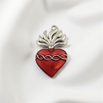 Dije Corazón Rojo 20 mm x 36 mm Acero Quirúrgico - 400334