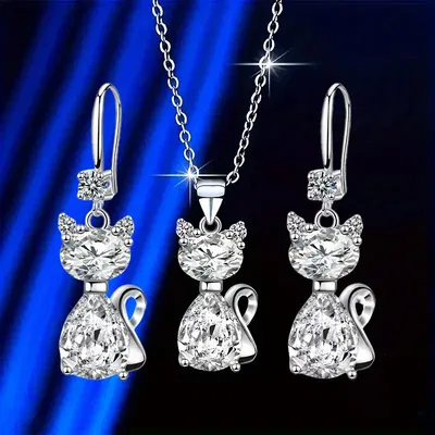 Conjunto Aros Collar Gato Acero Quirúrgico - 800008