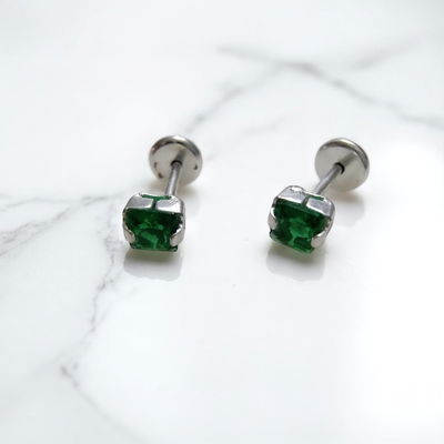 Abridores Rectangular Verde Plata 925 - 100022