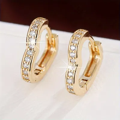 Aros Corazón 13 mm Strass Acero Dorado - 200085