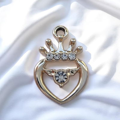 Dije Corazón Corona Strass Acero Quirúrgico - 400125