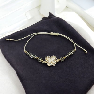 Pulsera Regulable Mariposa Blanco Strass Mostacilla Hilo - 500012