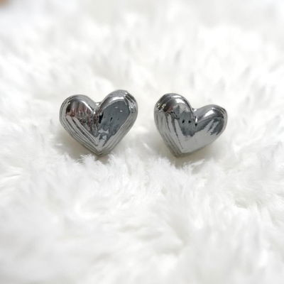 Aros Corazón Acero Blanco - 200013