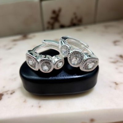 Aros Argolla 10 mm Strass Acero Blanco - 200026