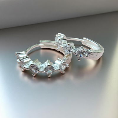 Aros Argolla 14 mm Strass Plata 925 - 200047