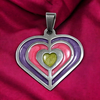 Dije Corazón Multicolor 33 mm x 31 mm Acero Quirúrgico - 400024