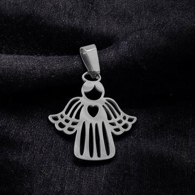 Dije Ángel 22 mm x 23 mm Acero Quirúrgico - 400044
