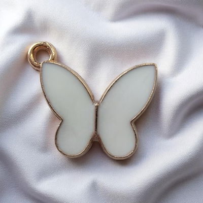 Dije Esmaltado Mariposa Rosa Acero Dorado - 400111