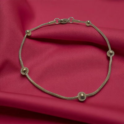 Pulsera 19 cm Bolitas Acero Dorado - 500007