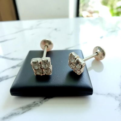 Abridores Rectangular Strass Acero Blanco - 100010
