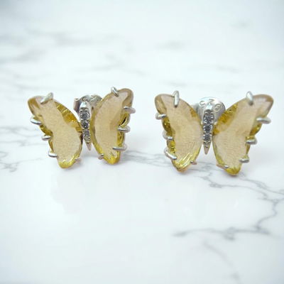 Aros Mariposa Ámbar Plata 925 - 200051