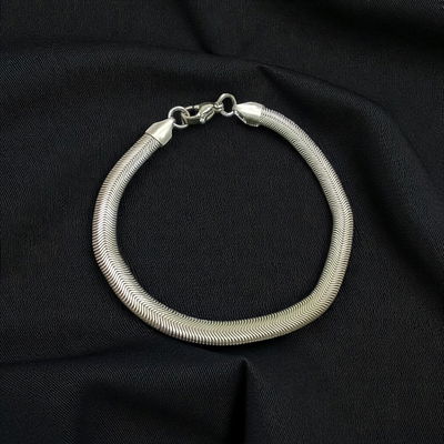 Pulsera 19 cm Plana 5 mm x 2 mm Acero Blanco - 500009