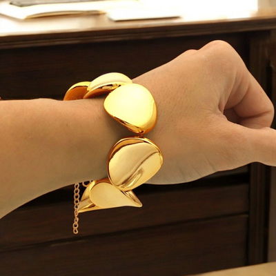 Pulsera 20 + 5 cm Regulable Medallones 25 mm Acero Dorado - 500026