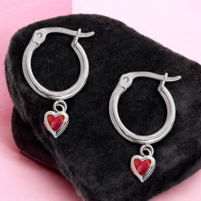 Argolla 10 mm Corazón Fucsia 5 mm Acero Quirúrgico - 200155