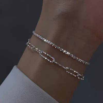 Pulsera Doble 18 + 5 cm Plata 925 - 500021