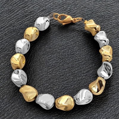 Pulsera 20 cm Inflado Acero Dorado y Acero Blanco - 500123