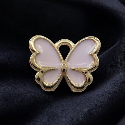 Dije Esmaltado Rosa Mariposa Rosa Acero Dorado - 400077ROS