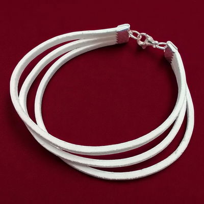 Pulsera 19 cm Blanco Cuero - 500002