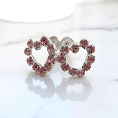 Abridores Corazón Rosa 10 mm Plata 925 - 100019