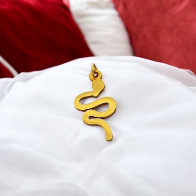 Dije Serpiente 10 mm x 20 mm Acero Dorado - 400153