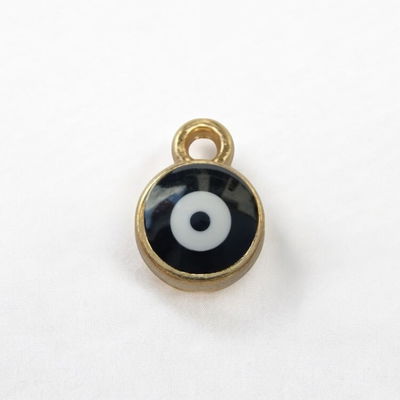 Dije Esmaltado Nazar Ojo Turco Negro Acero Dorado - 400079NEG