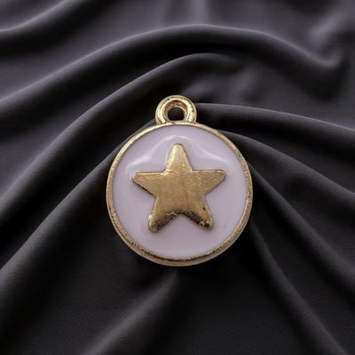 Dije Esmaltado Rosa Estrella Acero Dorado - 400124