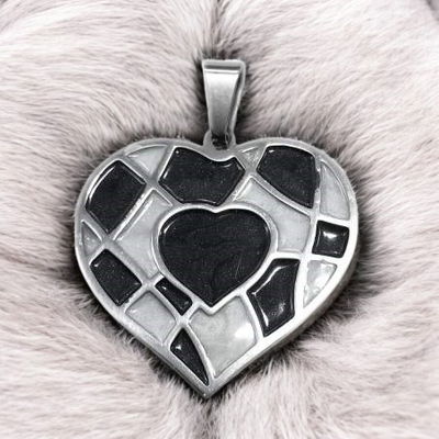 Dije Corazón Gris Negro 22 mm Acero Quirúrgico - 400006