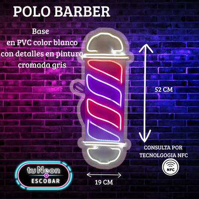 Cartel Luminoso Polo Barbero LED | Decoración para Barberías Profesionales