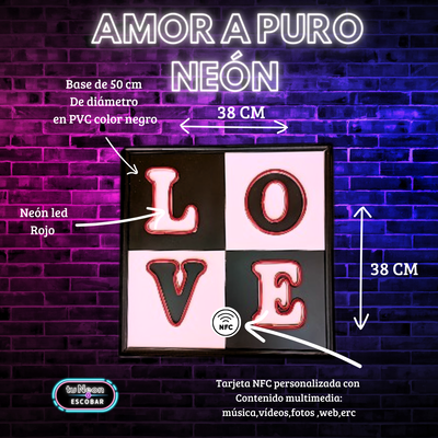 Cartel de Neón LED "LOVE" Personalizado con Tarjeta NFC - Especial San Valentín