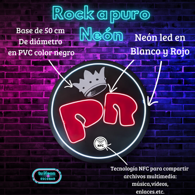 Cartel Neón LED Personalizado 50cm – Edición Rock & Música + Tecnología NFC