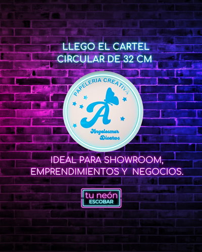 Cartel Circular Neón Personalizado - 32 cm 