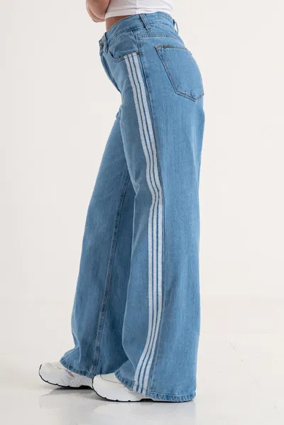WIDE LEG CELESTE CON TIRAS