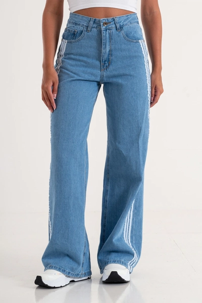 WIDE LEG CELESTE CON TIRAS