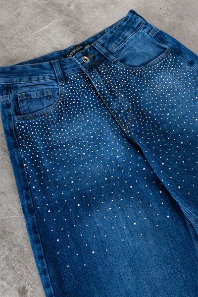 WIDE LEG CON STRASS