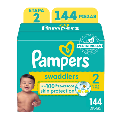 Pañales Pampers Swaddlers Active (12-18+ LB- 144 Piezas) Etapa 2 